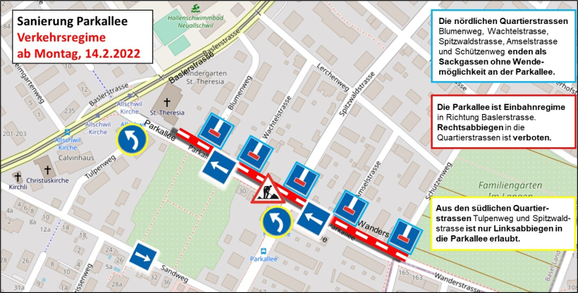 Strassensanierung Parkallee, Änderung der Verkehrsführung